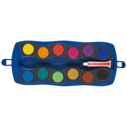 FABER CASTELL Deckfarbkasten Connector 12 Farben blau