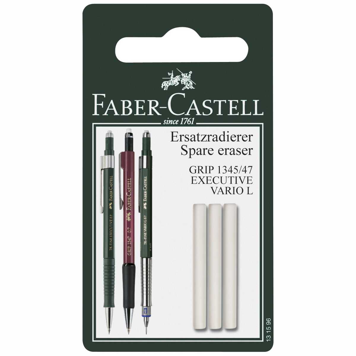 FABER CASTELL Ersatzradierer für Grip 1345 / 1347, 3 Stück