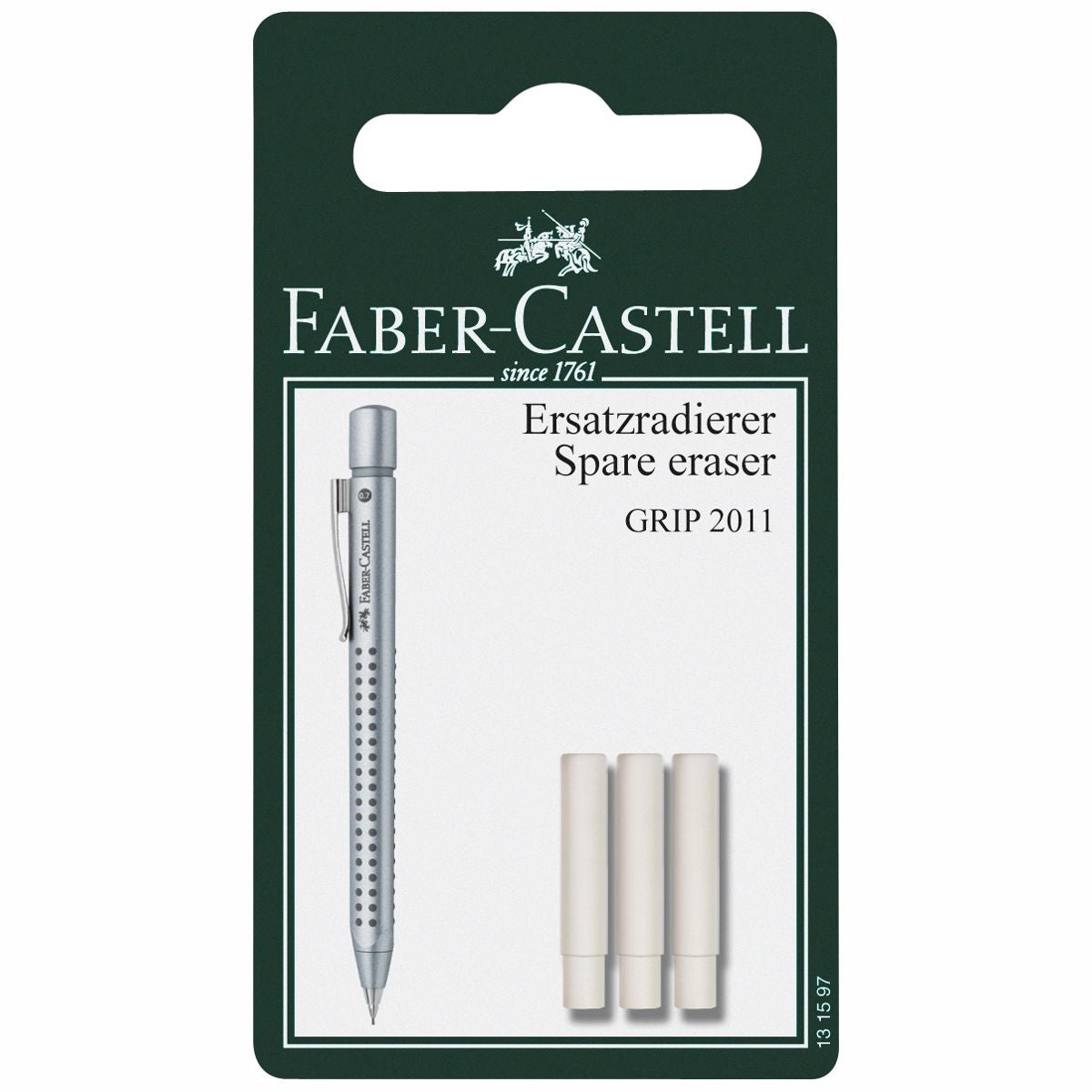 FABER CASTELL Ersatzradierer für Druckbleistift Grip 2010 / 2011, 3 Stück