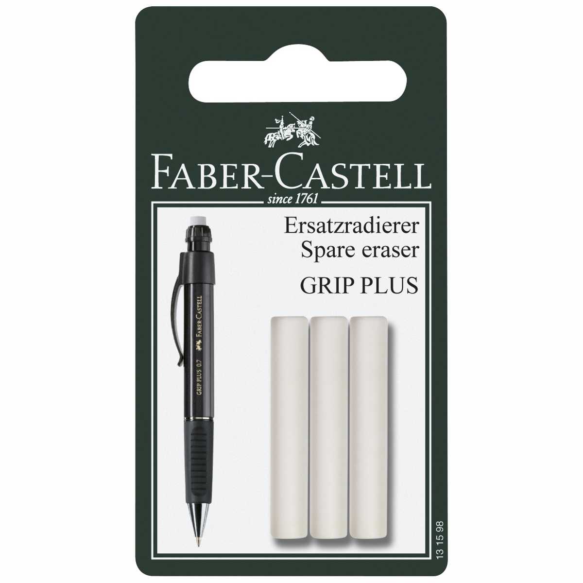 FABER CASTELL Ersatzradierer für Grip Plus 1307 und 1314, 3 Stück