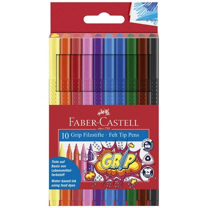 FABER CASTELL Filzstift Colour Grip MARKER 10 Farben 1,5-3mm