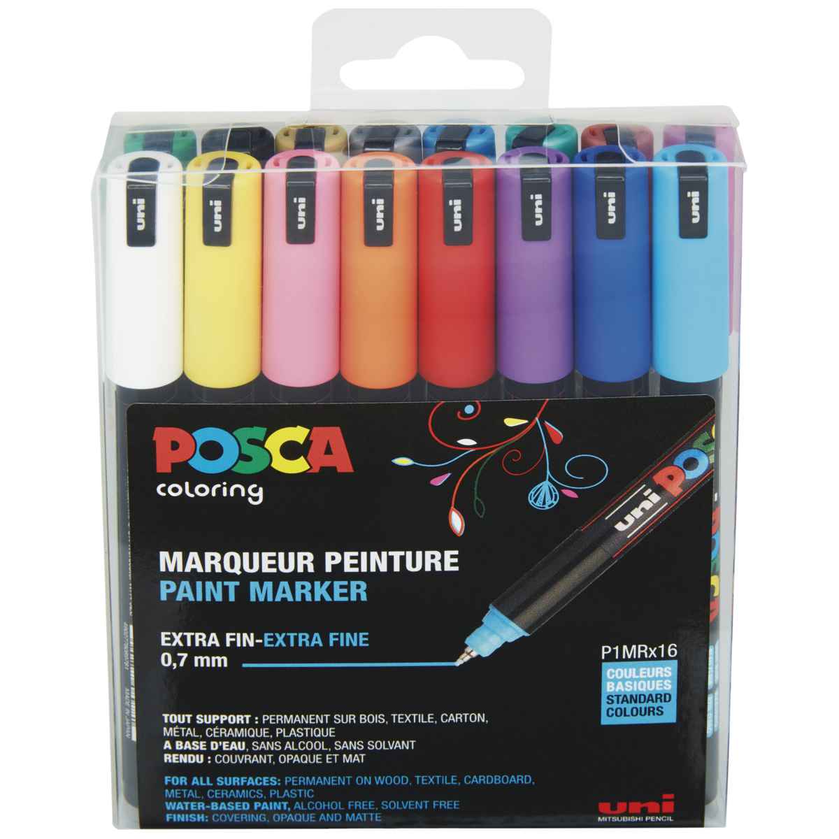 POSCA Marker Acryl-Farbmarker UNI PC-1MR 16 Farben 0,7mm