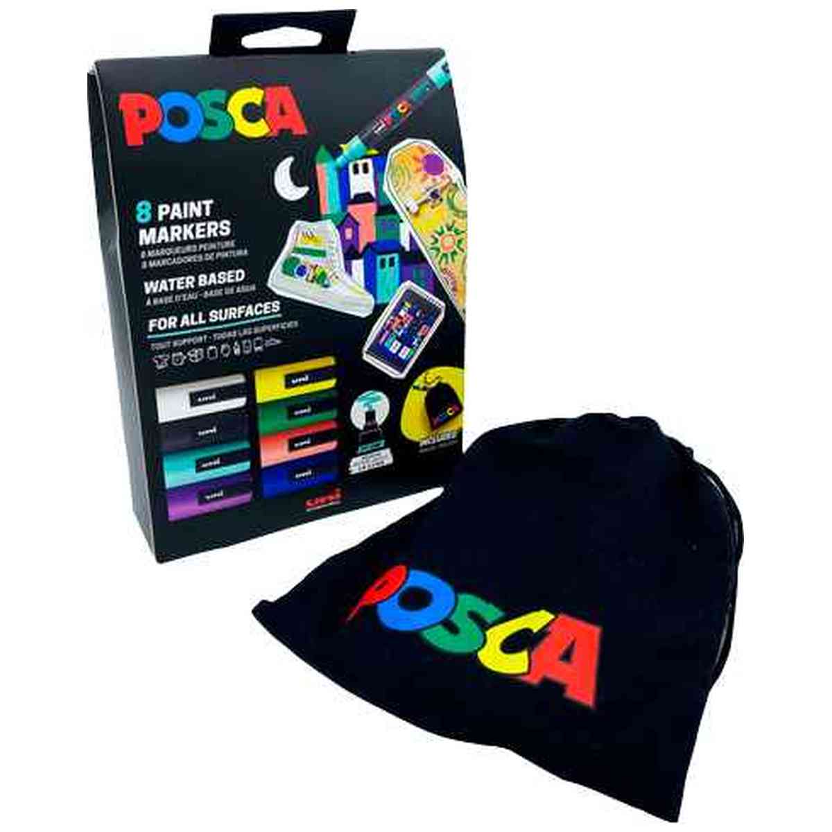 POSCA Marker Acryl-Farbmarker UNI PC-5M 1,8-2,5mm 8 Farben im Aktionsset