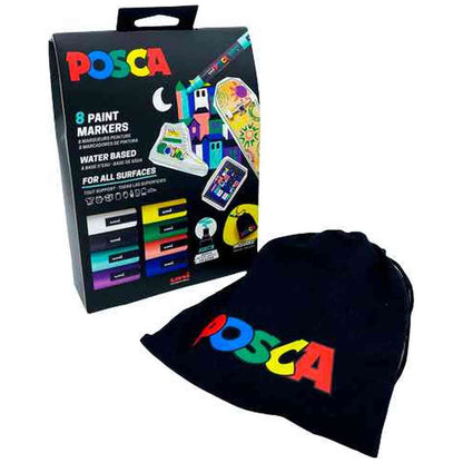 POSCA Marker Acryl-Farbmarker UNI PC-5M 1,8-2,5mm 8 Farben im Aktionsset