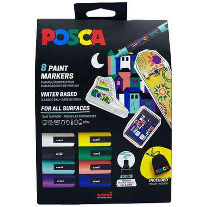 POSCA Marker Acryl-Farbmarker UNI PC-5M 1,8-2,5mm 8 Farben im Aktionsset