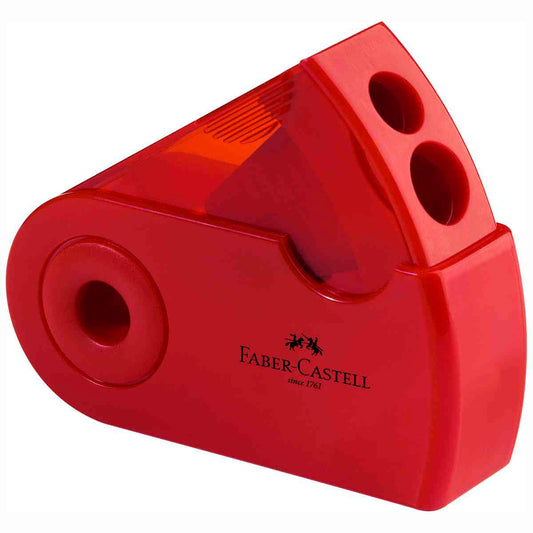 FABER CASTELL Dosenspitzer SLEEVE 2-Loch rot / blau sortiert