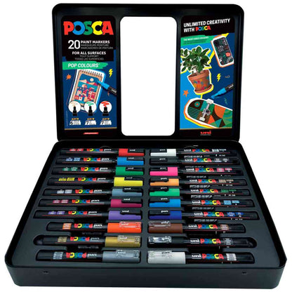POSCA Marker UNI Pop Colours Set 20 Farben PC-1M PC-3M PC-7M