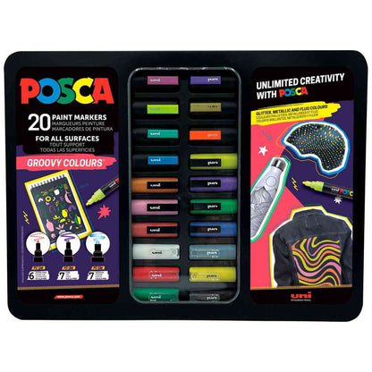 POSCA Marker UNI Groovy Colours Set 20 Stück PC-1M PC-3M PC-7M