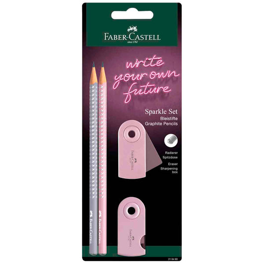 FABER CASTELL Bleistift Spitzer Radierer Set Sparkle rose shadows
