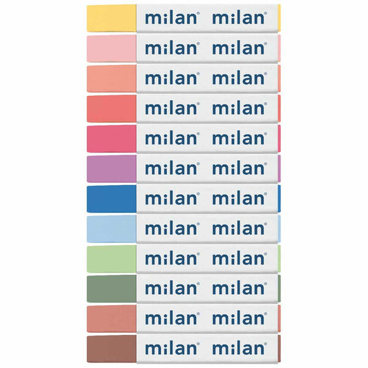 MILAN Tafelkreide eckig 12mm farbig bunt 12 Stück, Länge 80mm