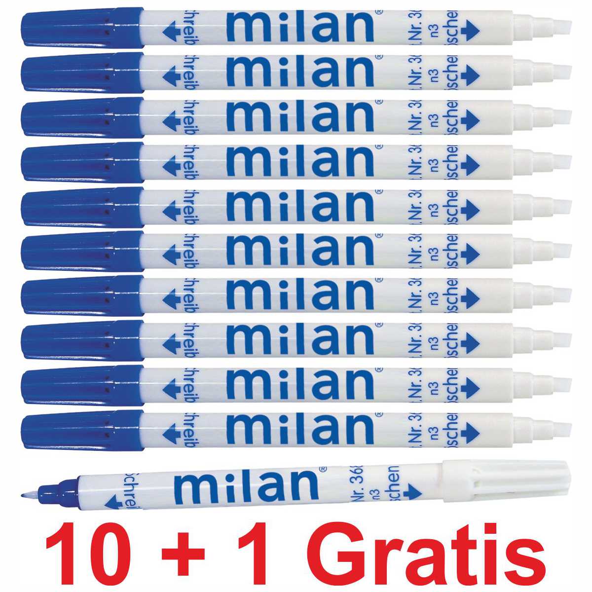 MILAN Tintenlöscher Tintenkiller Keilspitze 1-4mm 10 + 1 Sparpack