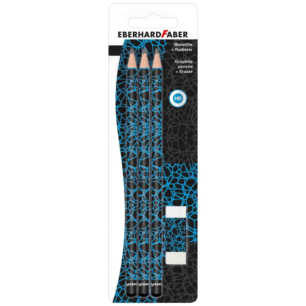 EBERHARD FABER 3x Design Bleistifte -SPARPACK- + Radierer neonblau