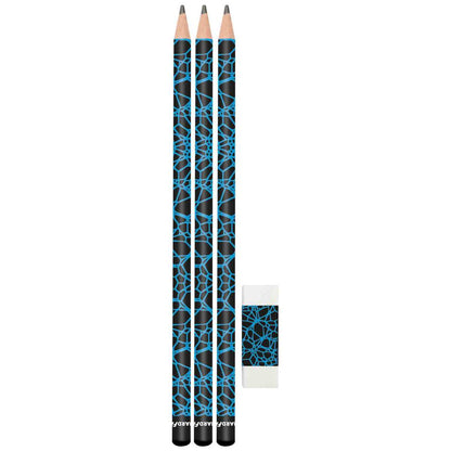 EBERHARD FABER 3x Design Bleistifte -SPARPACK- + Radierer neonblau