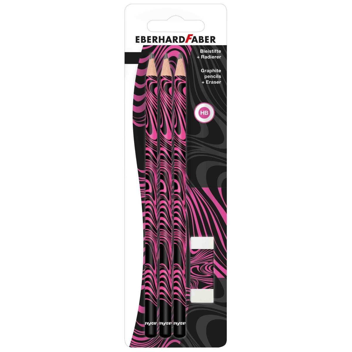 EBERHARD FABER 3x Design Bleistifte -SPARPACK- + Radierer neonpink