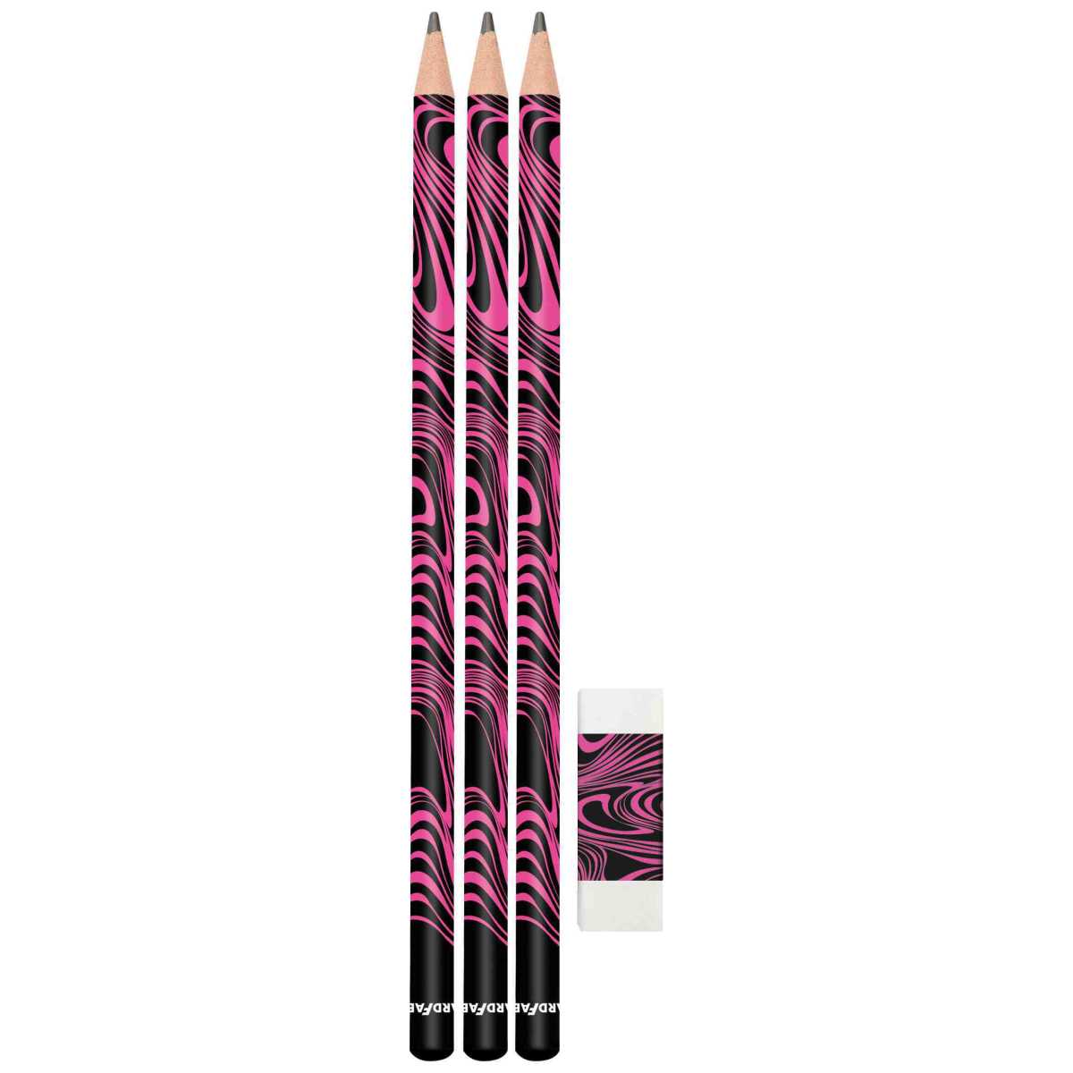 EBERHARD FABER 3x Design Bleistifte -SPARPACK- + Radierer neonpink
