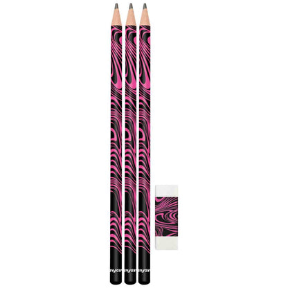 EBERHARD FABER 3x Design Bleistifte -SPARPACK- + Radierer neonpink