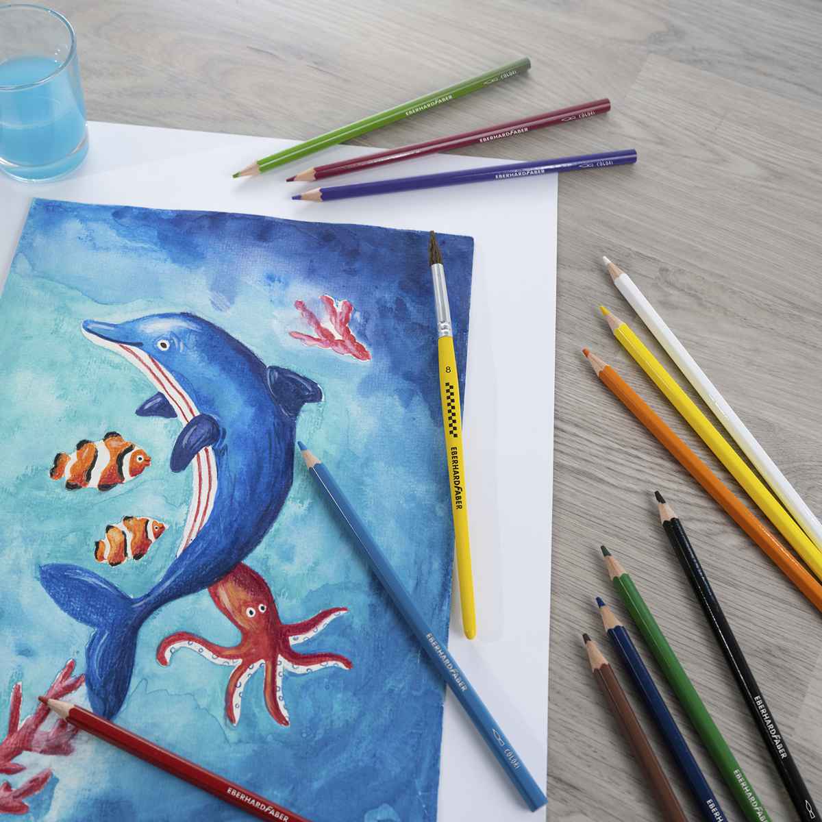 EBERHARD FABER Aquarell Farbstift 12 Farben + Pinsel GRATIS