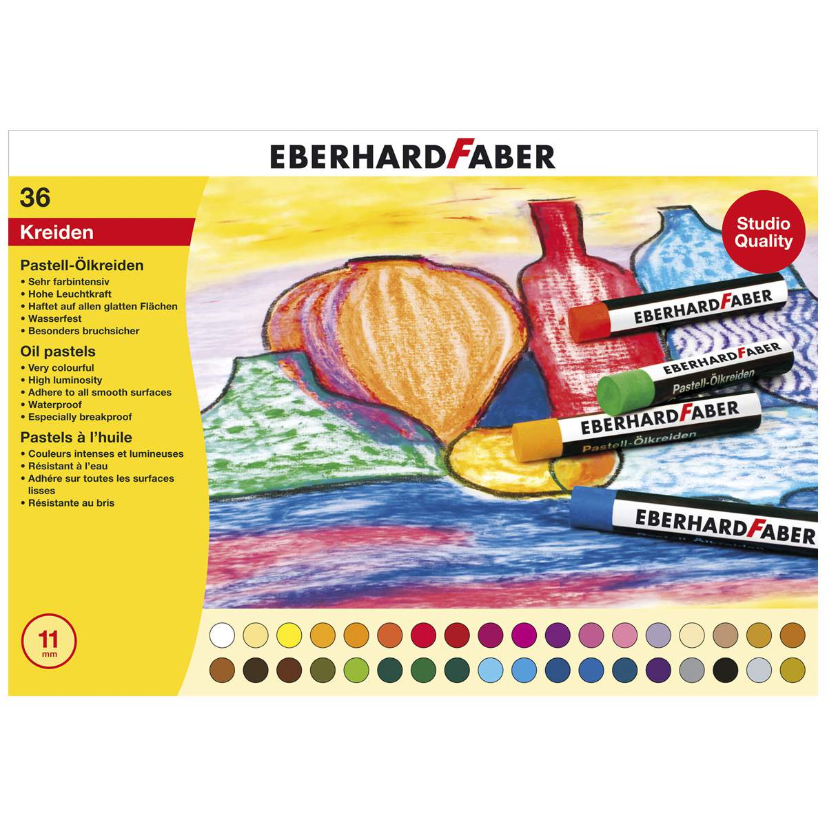 EBERHARD FABER Öl Pastellkreiden 36 Farben im Kartonetui