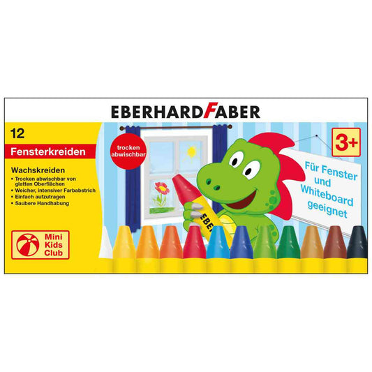 EBERHARD FARBER Wachsmalkreide für Fenster 12 Farben im Etui