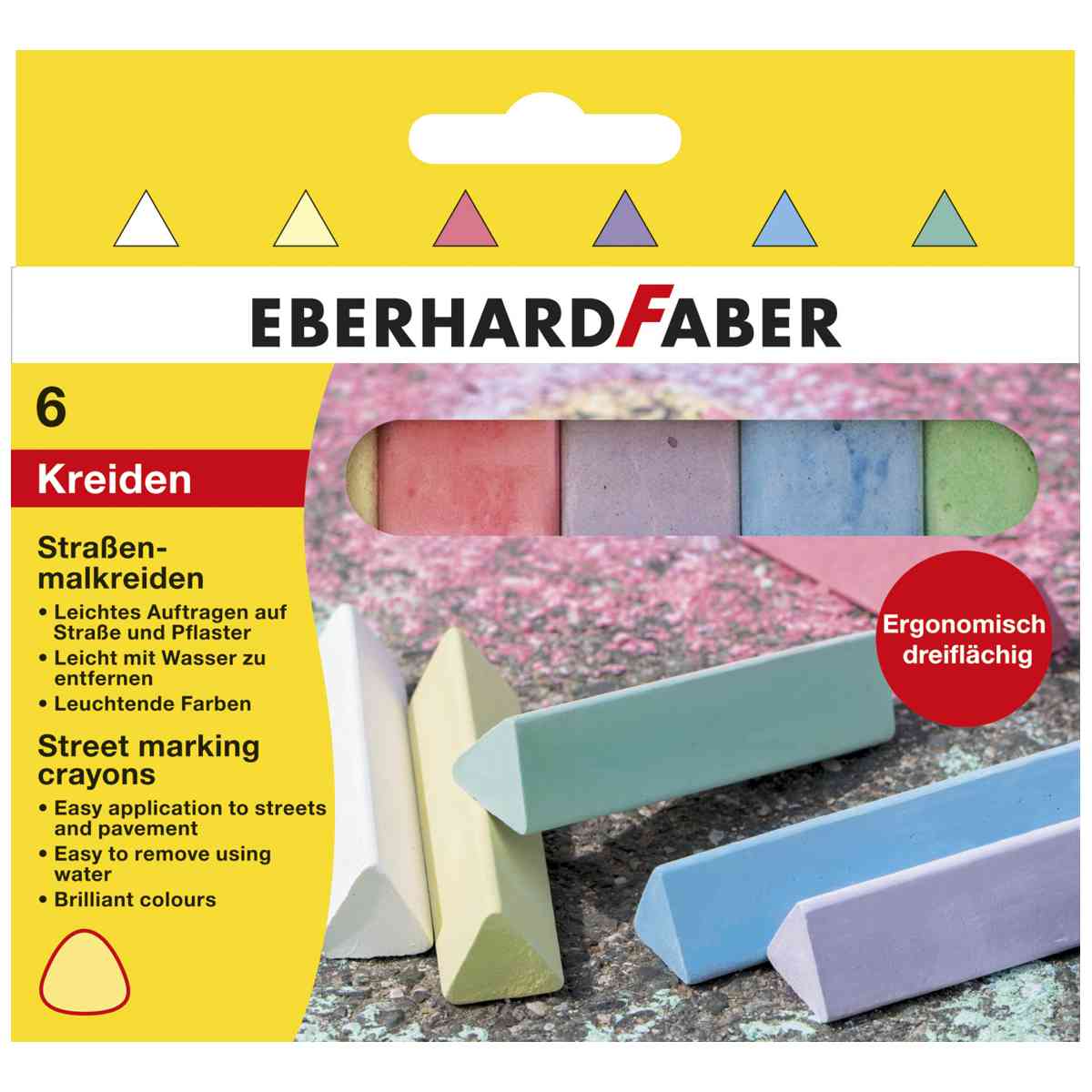 EBERHARD FABER dreikant Straßenmalkreide 6er Euti