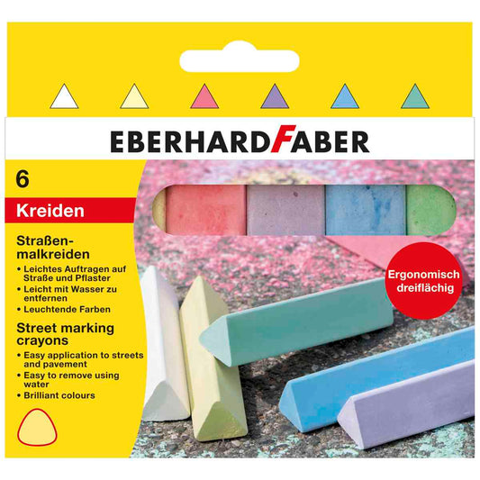 EBERHARD FABER dreikant Straßenmalkreide 6er Euti