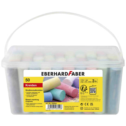 EBERHARD FABER Straßenmalkreide im Eimer 50 Kreiden, Länge 10cm -SPARPACK-