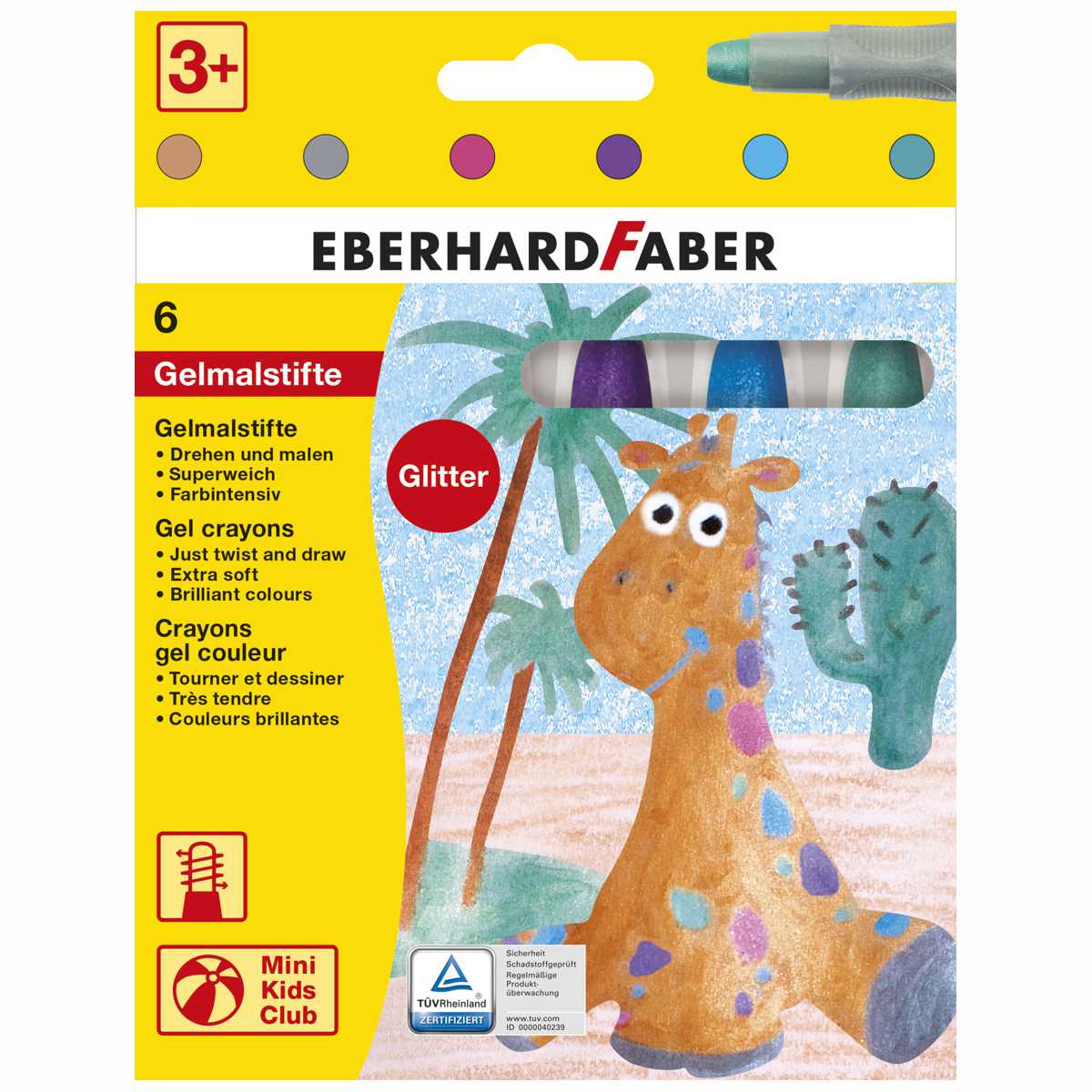 EBERHARD FABER Gelmalstifte Glitter / Metallic 6 Farben im Kartonetui