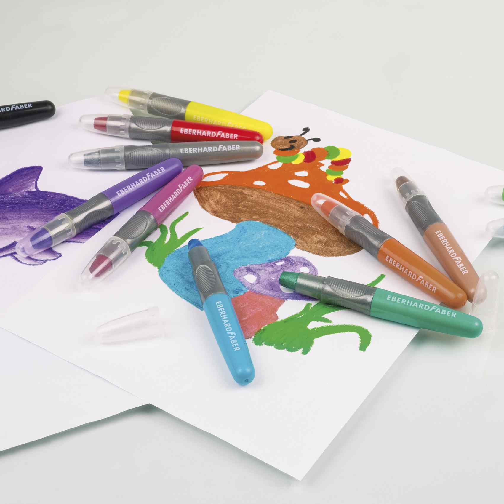 EBERHARD FABER Fenstermalstift Gelmalstifte Classic + Metallic 12 Farben im Kartonetui