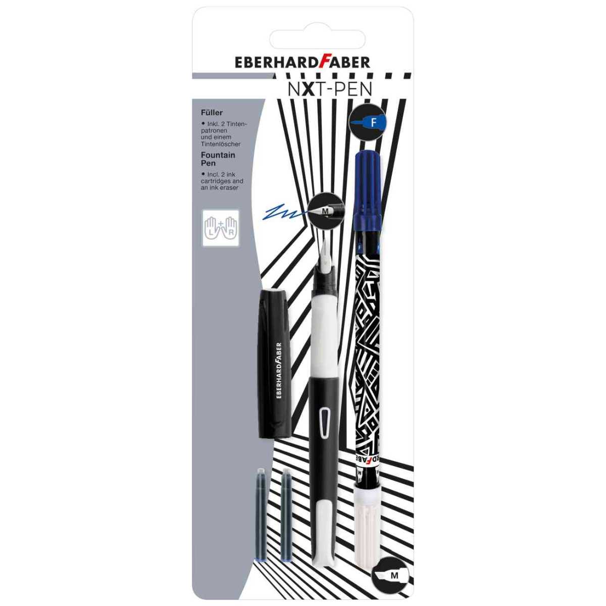 EBERHARD FABER Füllhalter NXT-Pen weiß/schwarz R+L incl. Tintenlöscher + Patronen