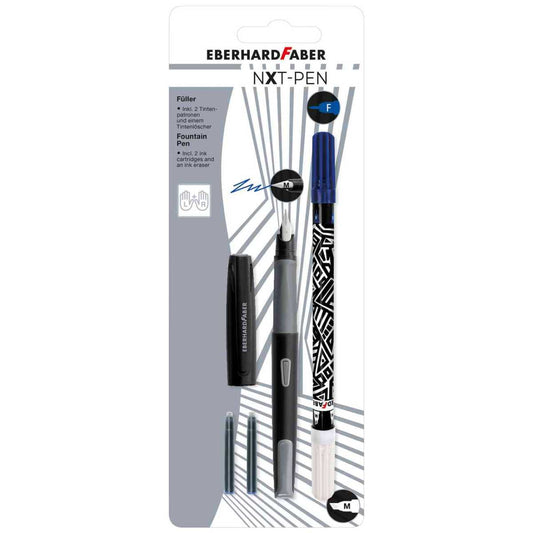 EBERHARD FABER Füllhalter NXT-Pen grau/schwarz R+L incl. Tintenlöscher + Patronen