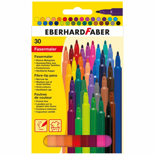 EBERHARD FABER Fasermaler dünn 1,0mm 30 Farben im Etui