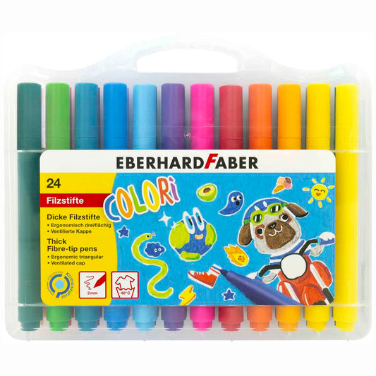 EBERHARD FABER Filzstifte Fasermaler Colori dick dreikant 24 Farben ca. 2mm