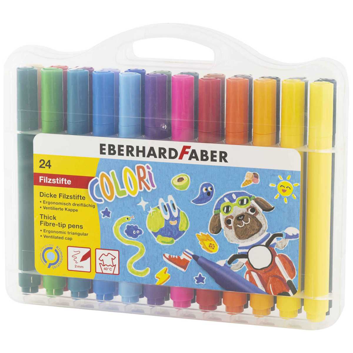EBERHARD FABER Filzstifte Fasermaler Colori dick dreikant 24 Farben ca. 2mm