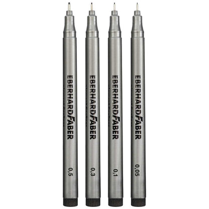 EBERHARD FABER Pigment Fineliner schwarz 4 Stück 0,05 | 0,1 | 0,3 | 0,5mm