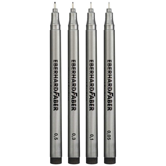 EBERHARD FABER Pigment Fineliner schwarz 4 Stück 0,05 | 0,1 | 0,3 | 0,5mm
