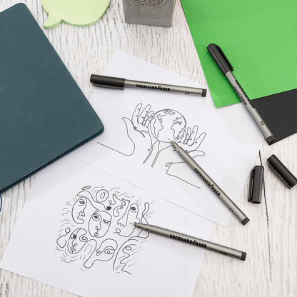 EBERHARD FABER Pigment Fineliner schwarz 4 Stück 0,05 | 0,1 | 0,3 | 0,5mm