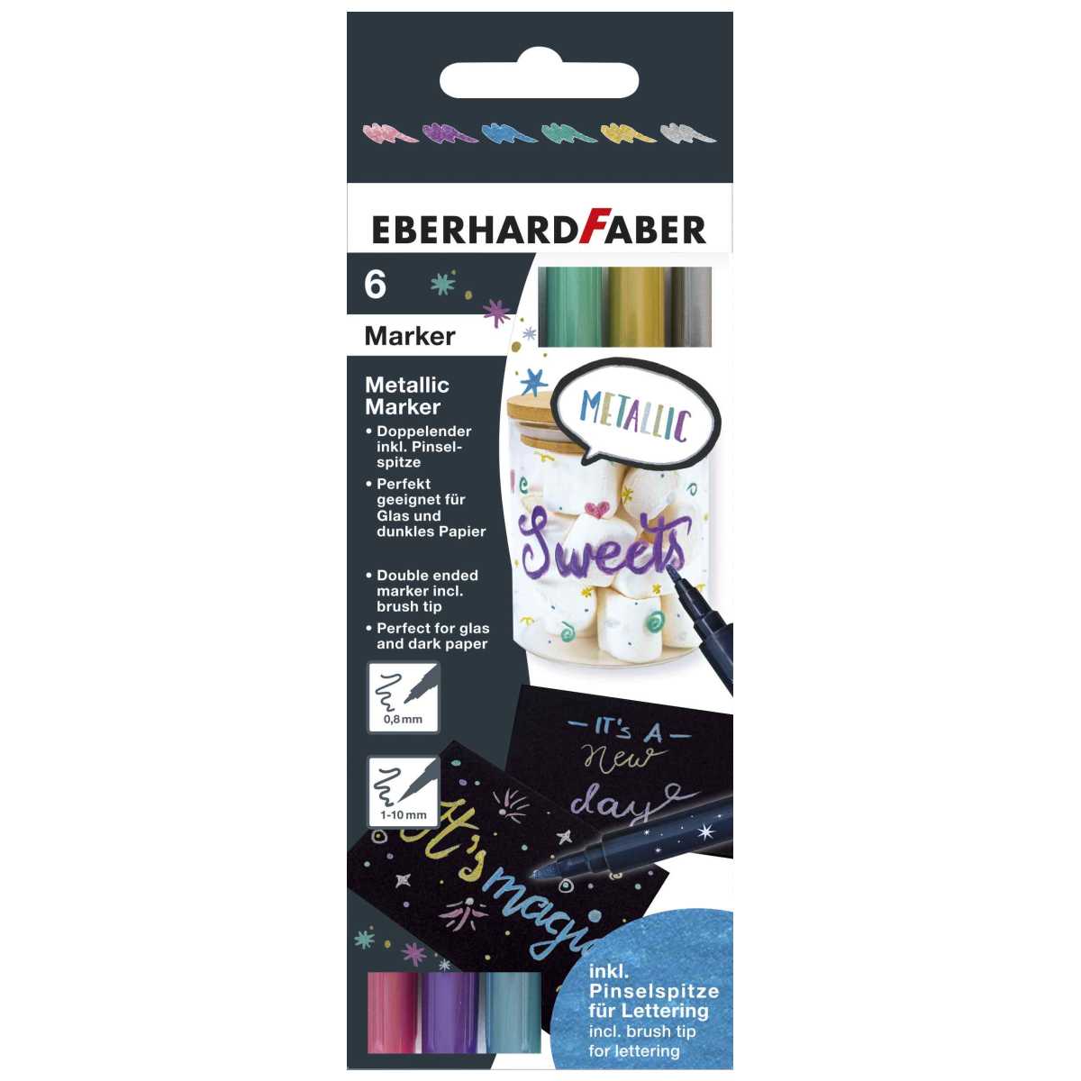 EBERHARD FABER Metallic Marker Duo 6 Farben 0,8 und 1-10mm