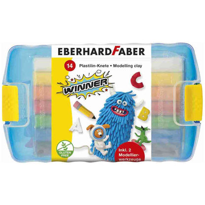 EBERHARD FABER Plastilin Knete in Kunststoffbox 14 Stangen + 2 Modellierwerkzeuge