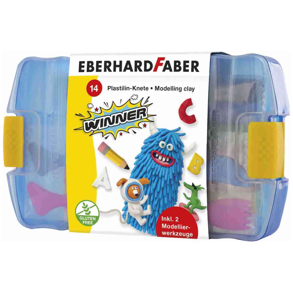 EBERHARD FABER Plastilin Knete in Kunststoffbox 14 Stangen + 2 Modellierwerkzeuge