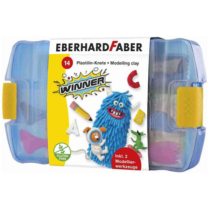 EBERHARD FABER Plastilin Knete in Kunststoffbox 14 Stangen + 2 Modellierwerkzeuge
