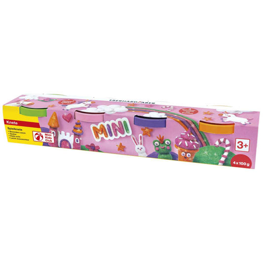 EBERHARD FABER Spielknete Set 4 Farben -GLITZER- orange, violett, pink, grün