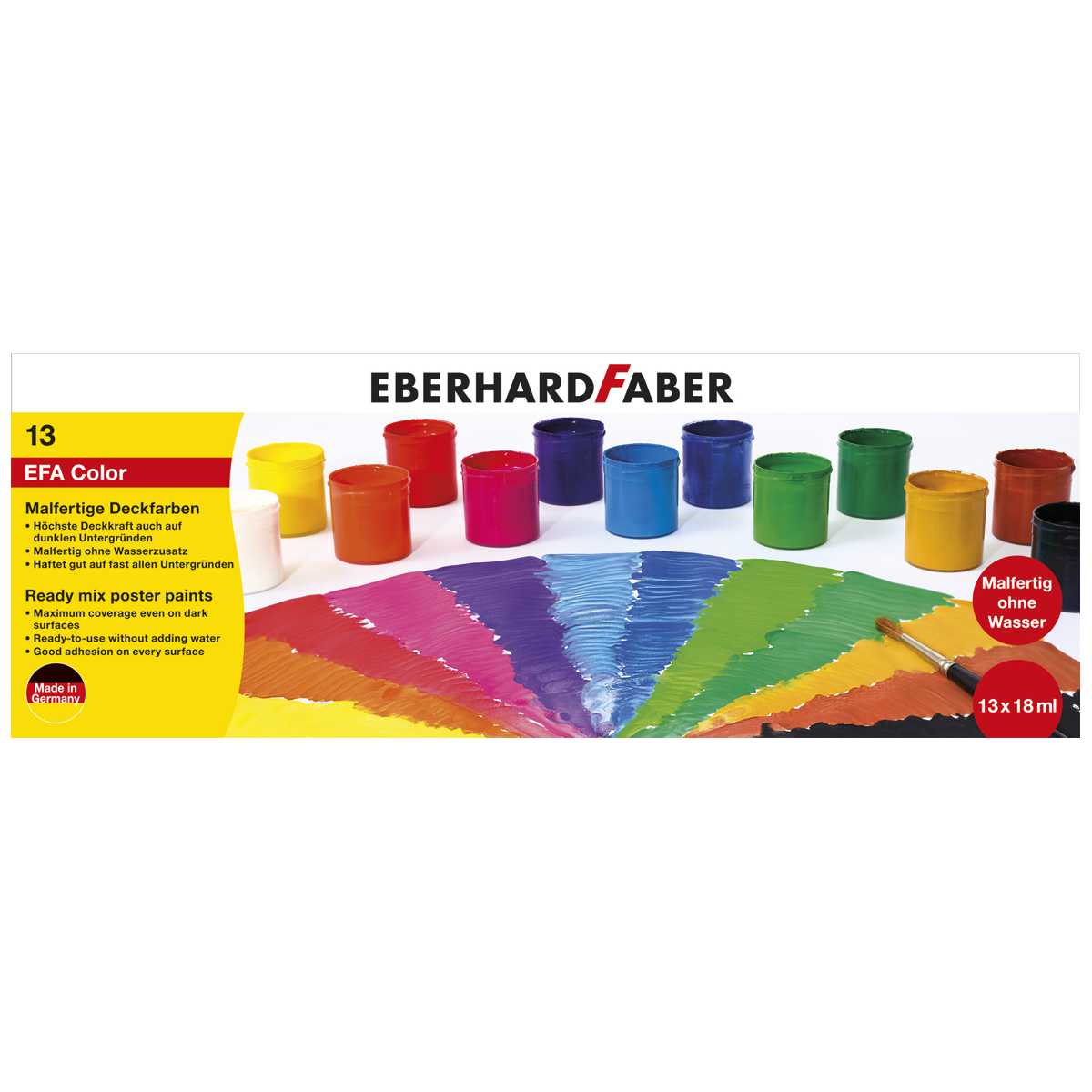 EBERHARD FABER maltertige Deckfarbe / Schulmalfarbe 13 Farben je 18ml