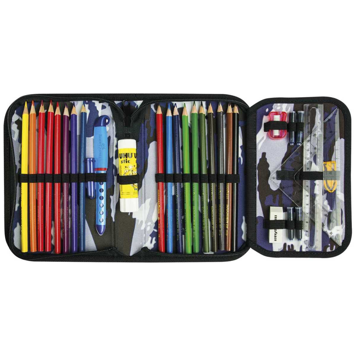 EBERHRAD FABER Schüleretui Camouflage grau 32-teilig