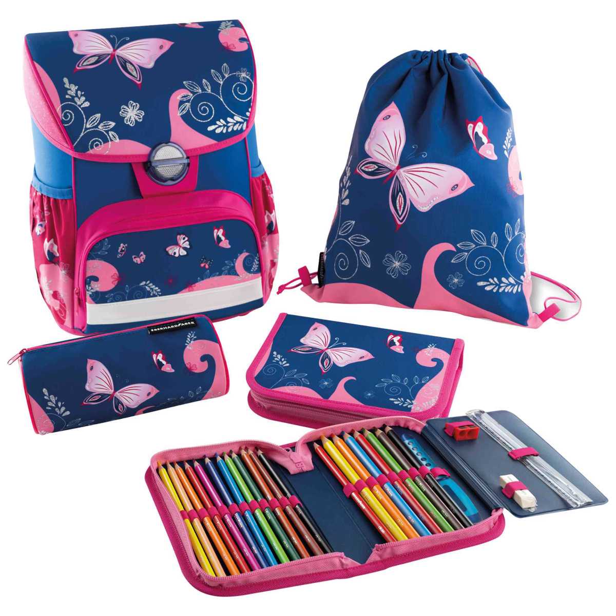 EBERHARD FABER Schulranzen Set EFAlino 4-teilig -SCHMETTERLING-