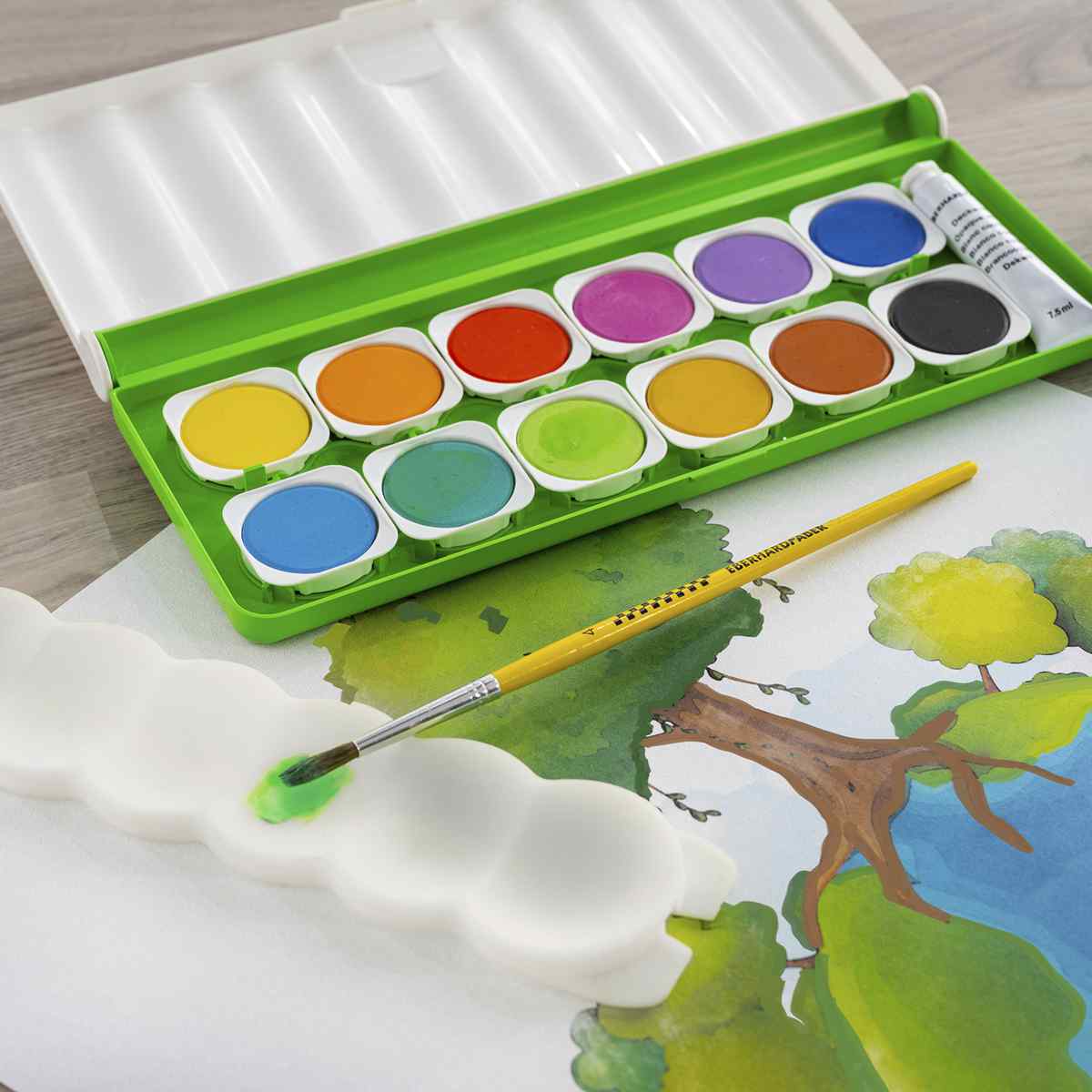 EBERHARD FABER Deckfarbkasten Green Winner 12 Farben aus 100% Recycling Material