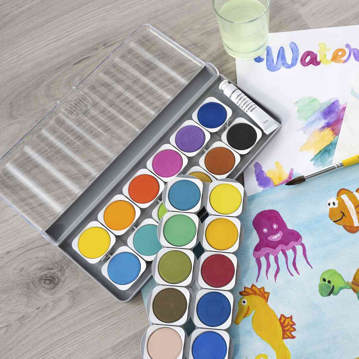 EBERHARD FABER Deckfarbkasten / Malkasten WINNER 24 Farben + Deckweiß