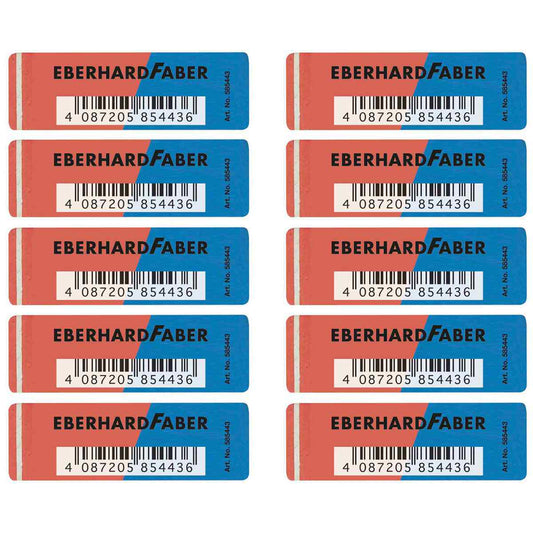 EBERHARD FABER Radiergummi Latex-frei rot/blau für Blei- und Farbstifte 10 Stück
