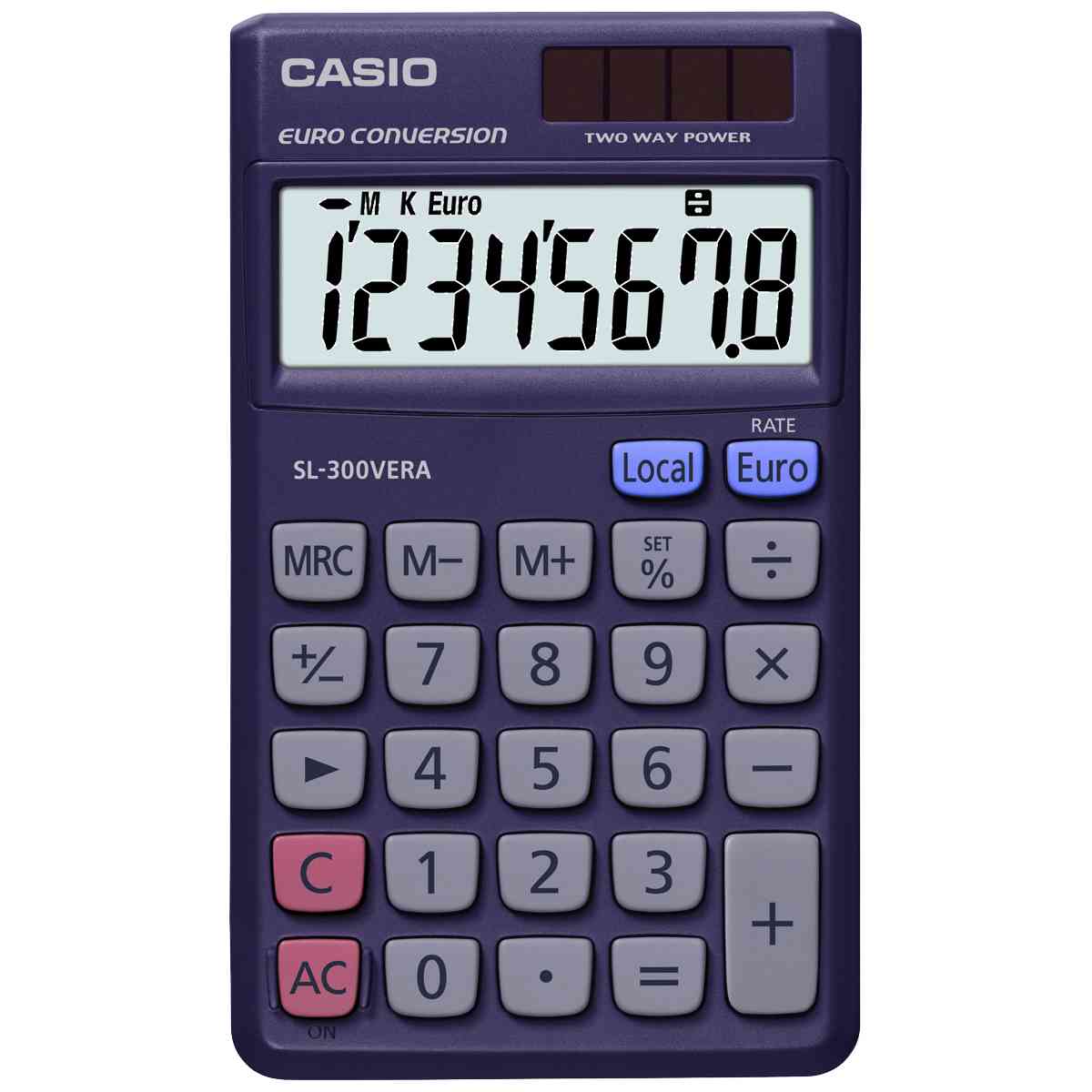 CASIO Taschenrechner SL-300VERA blau 8-stellig Solar u. Batterie