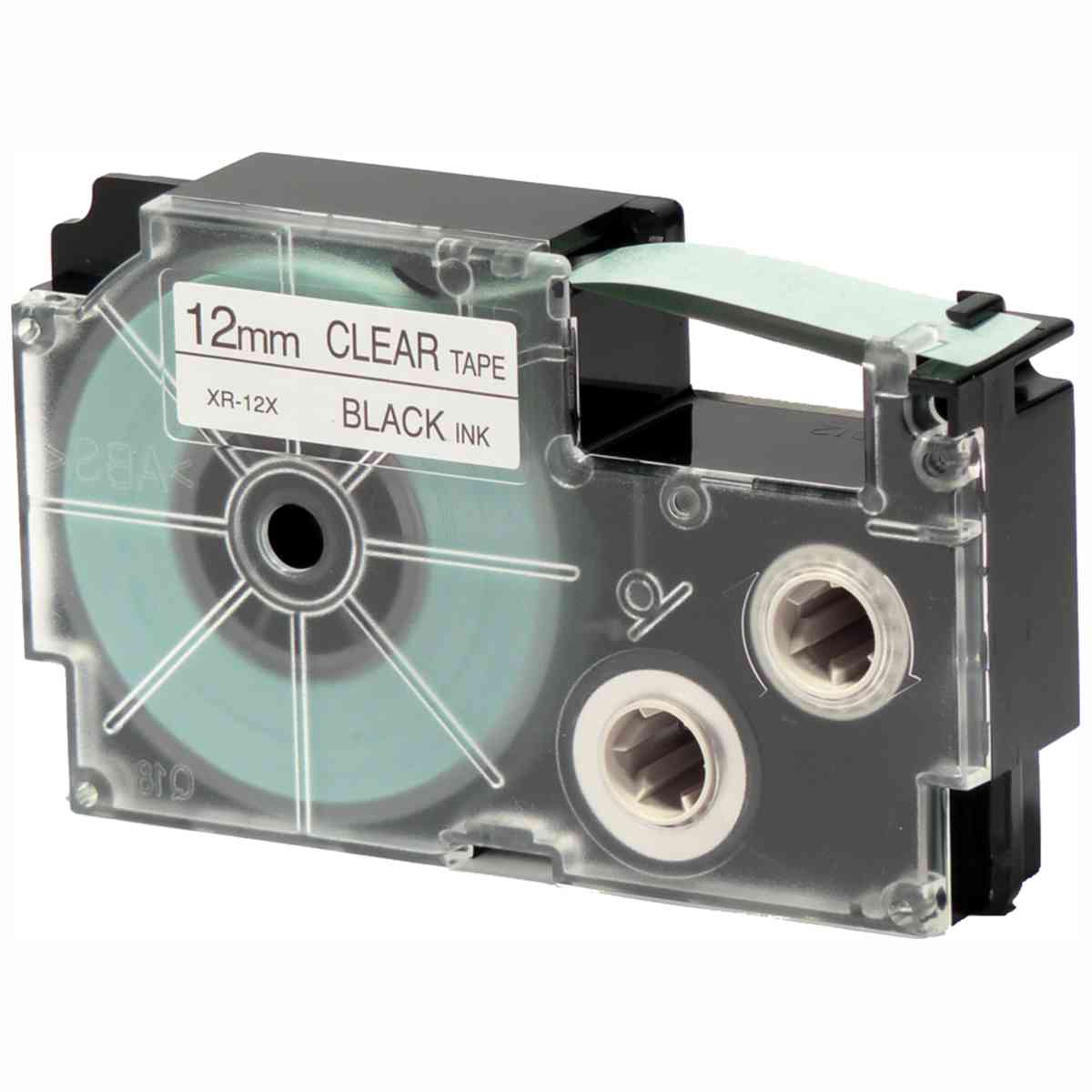 CASIO Schriftbandkassette XR-12X / KR-12X1 12mm x 8m schwarz auf transparent