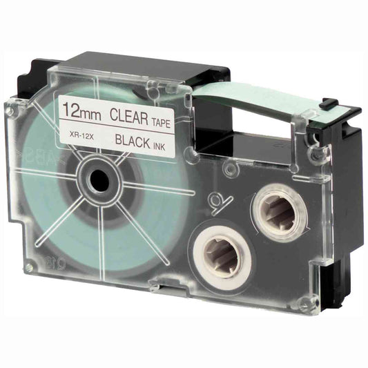 CASIO Schriftbandkassette XR-12X / KR-12X1 12mm x 8m schwarz auf transparent